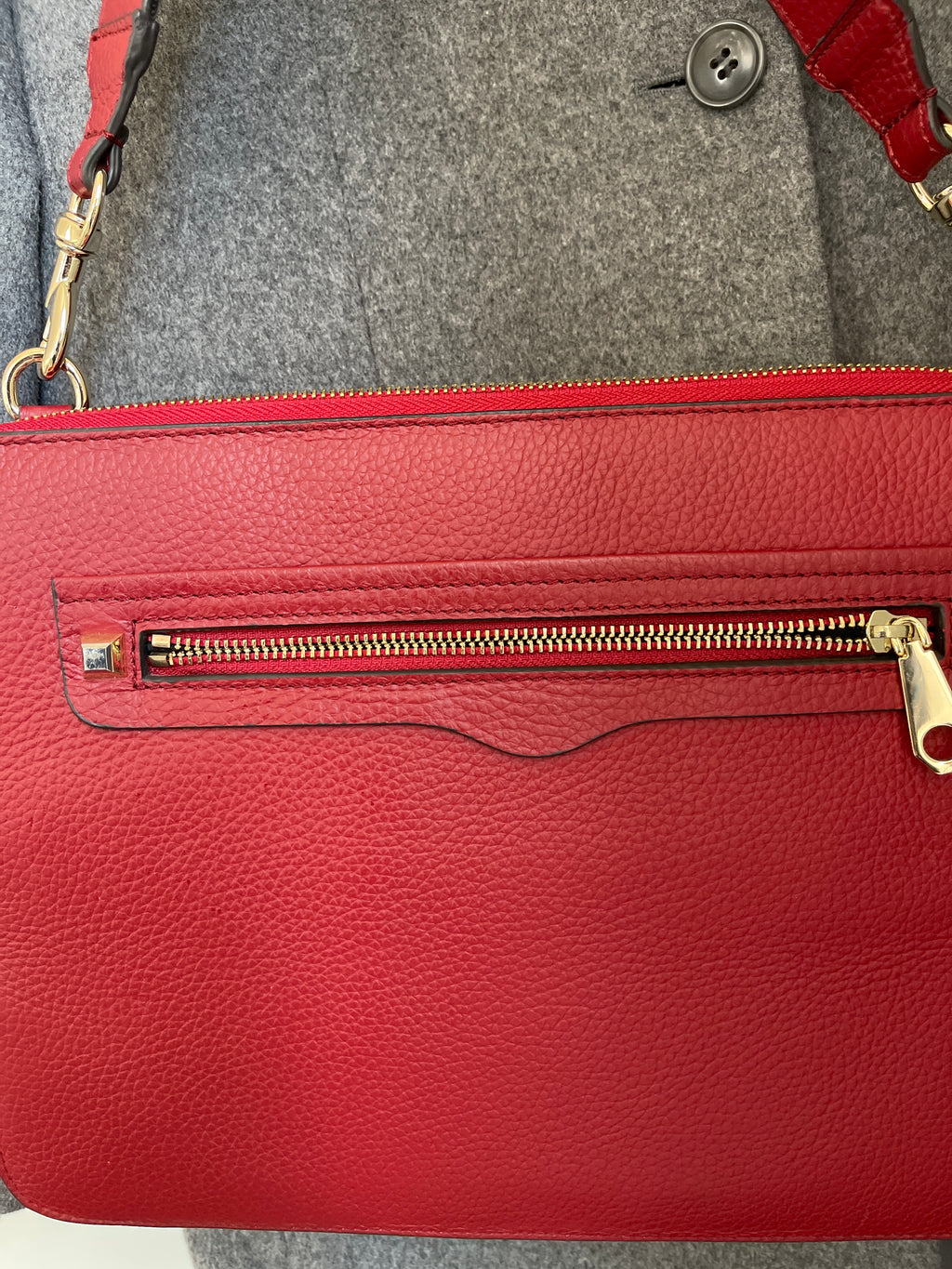 Rebecca Minkoff Genuine Red Leather Work / Laptop Crossbody Bag