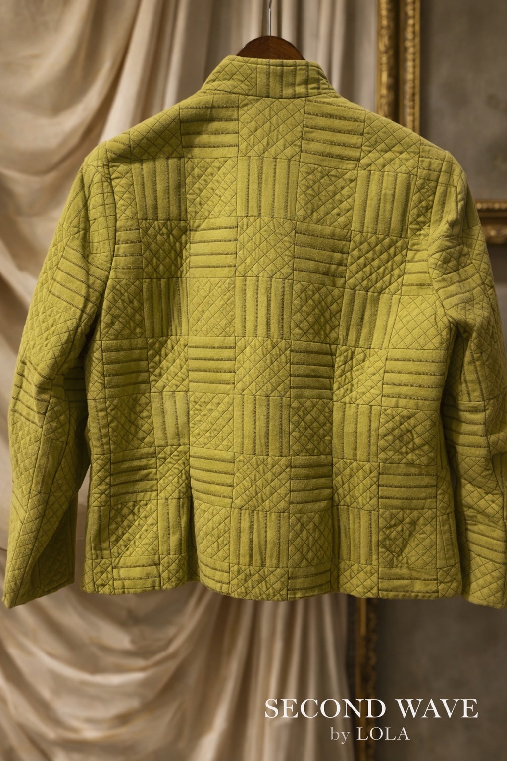 Multiples Quilted Patchwork Jacket –  Olive Petite Small