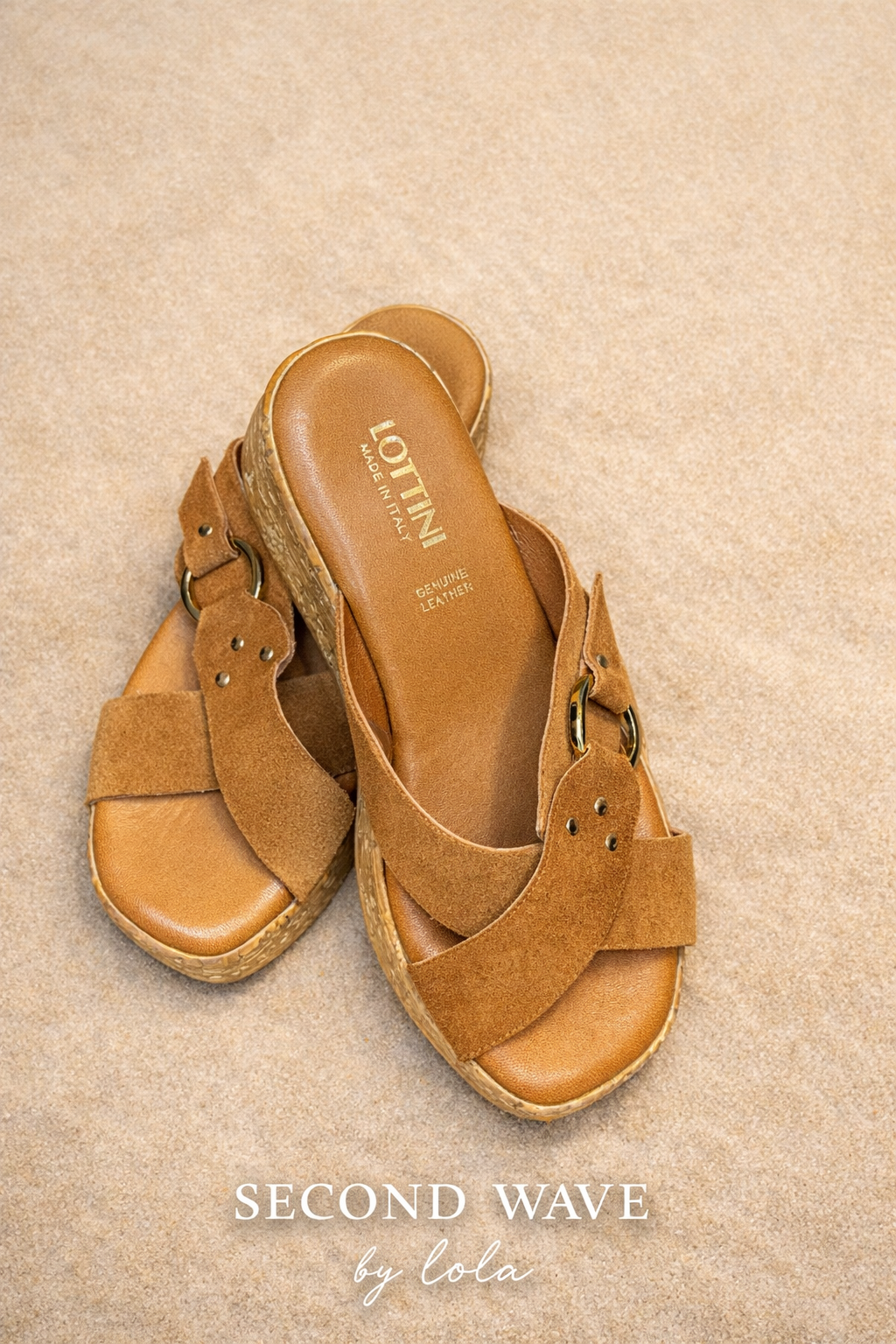 SOLD OUT! Lottini Genuine Leather Wedge Sandals – Made in Italy – Size 38