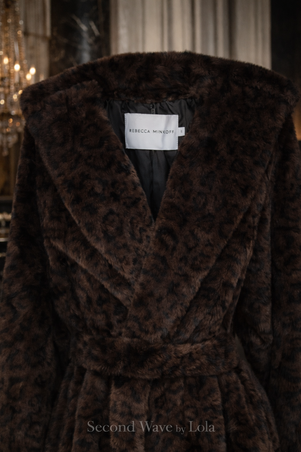 Rebecca Minkoff Hooded Leopard Faux Fur Coat – Dark Brown – Size S