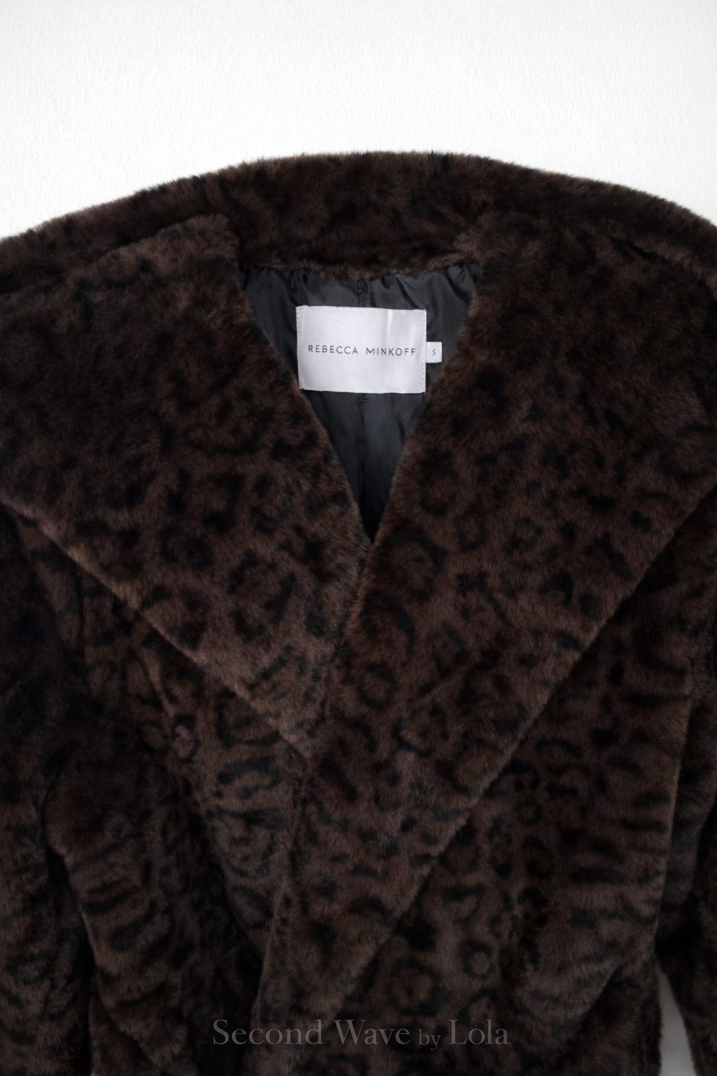 Rebecca Minkoff Hooded Leopard Faux Fur Coat – Dark Brown – Size S