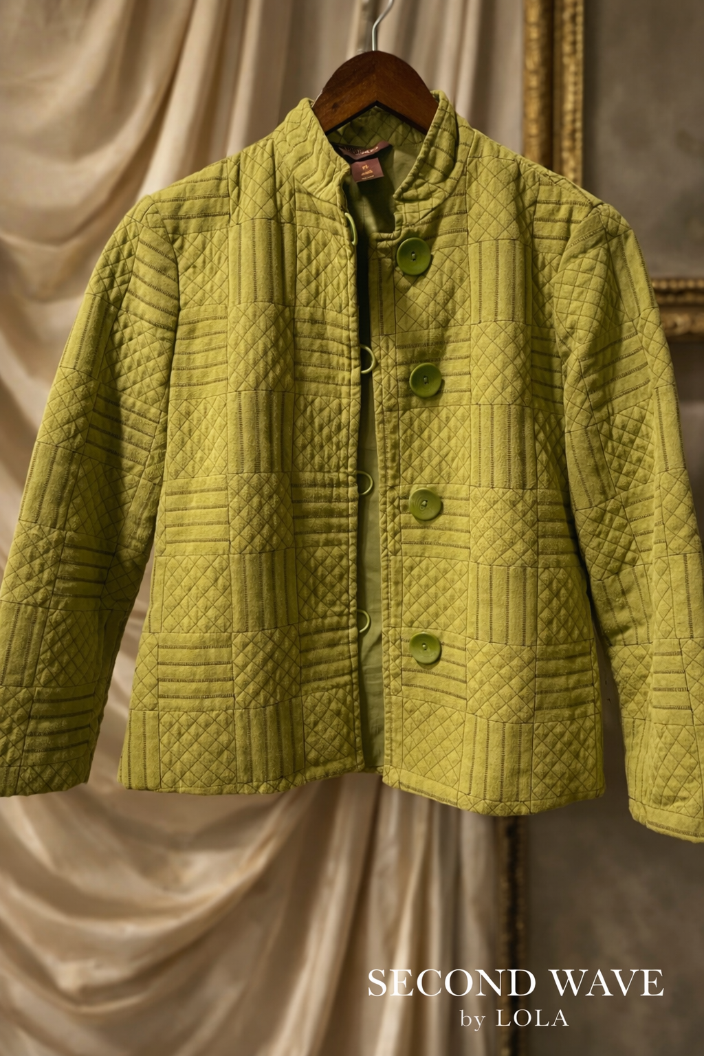 Multiples Quilted Patchwork Jacket –  Olive Petite Small