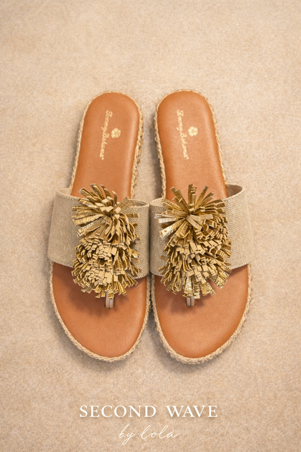 Tommy Bahama Tassel Slide Sandals – Size 8 – Neutral Resort Style