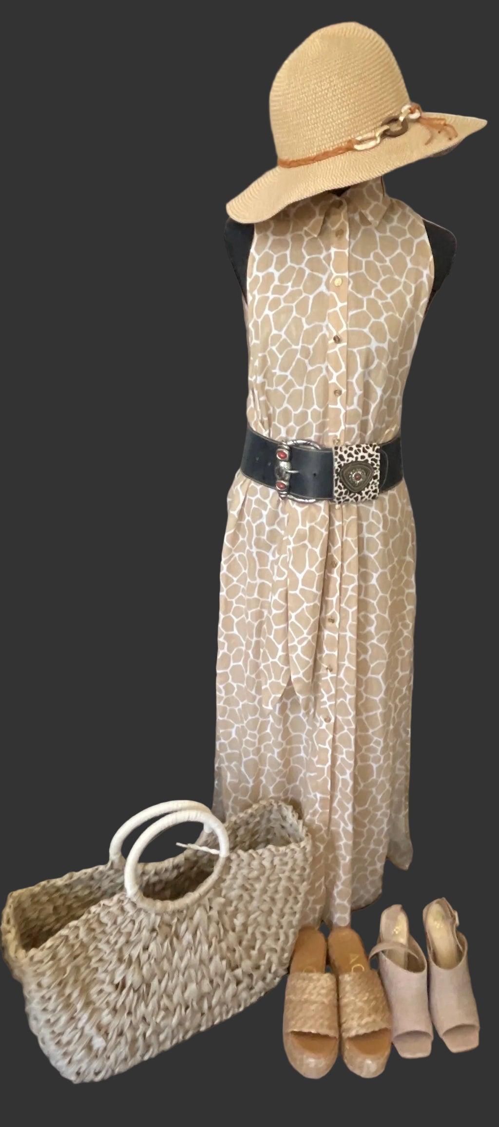 Michael Michael Kors Safari Print Button-Front Midi Dress – Size L  Resort & Coastal Style