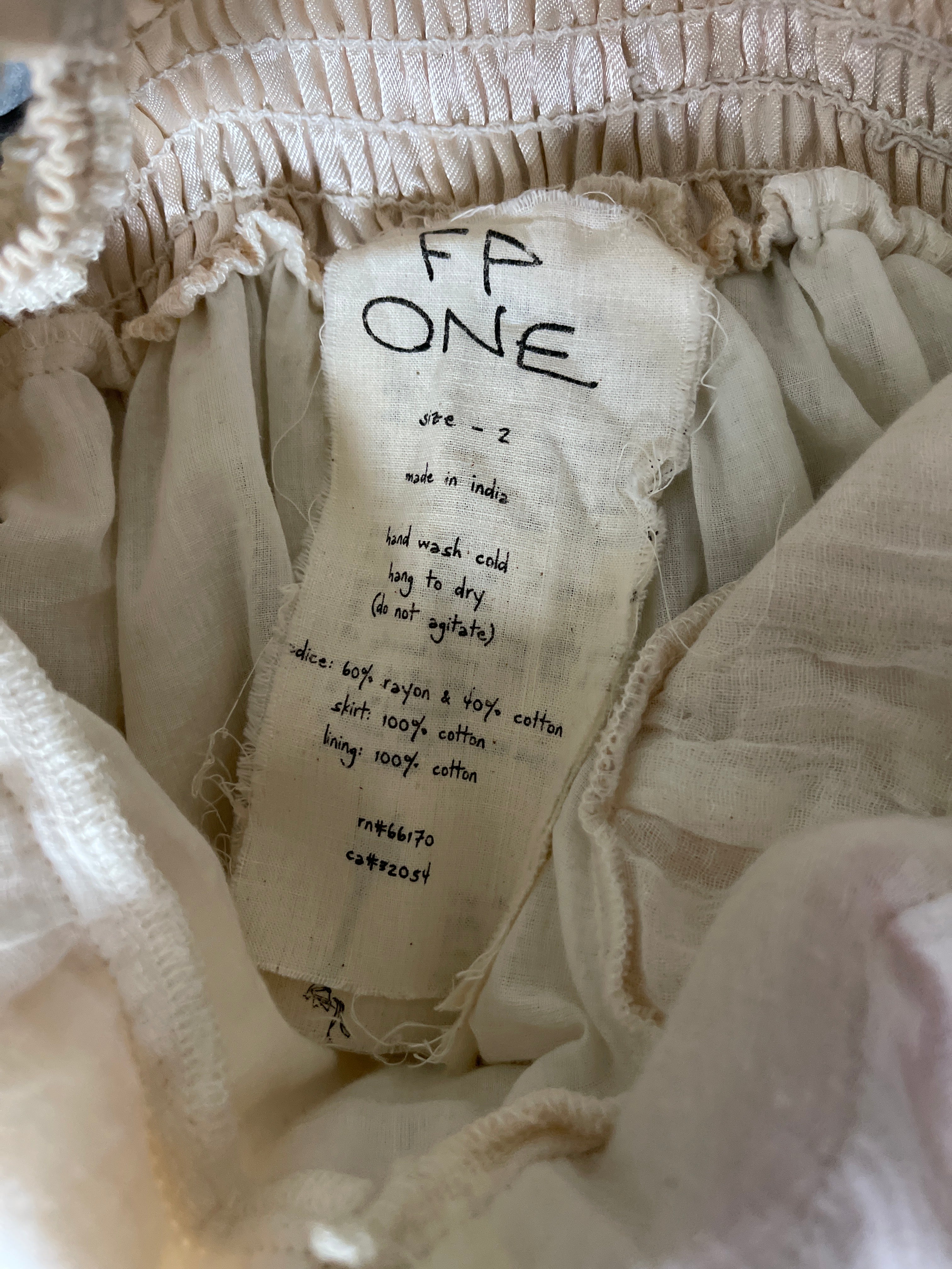 FP One Embellished Boho Slip Dress – Size 2 – Cream Vintage Style