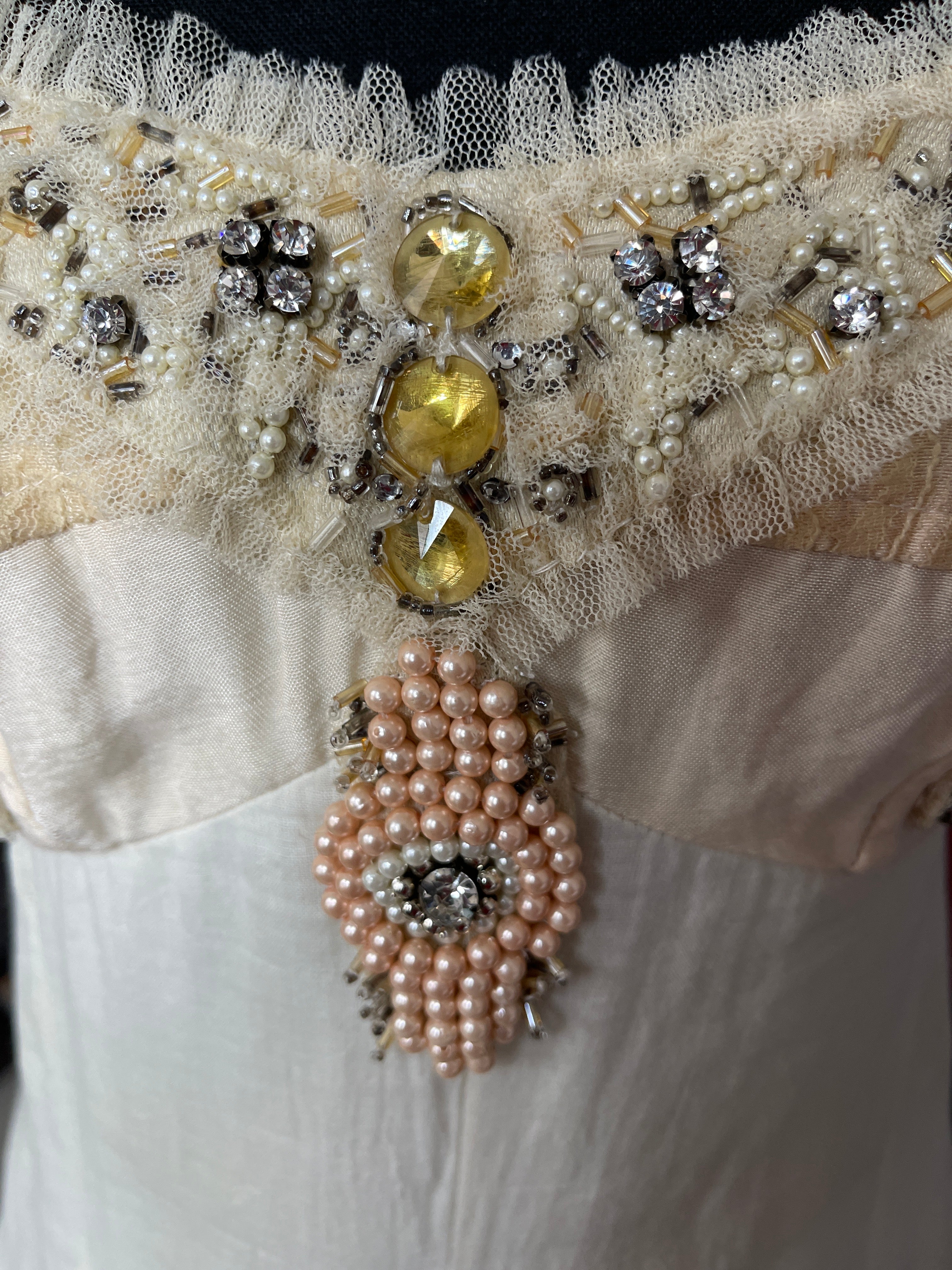 FP One Embellished Boho Slip Dress – Size 2 – Cream Vintage Style