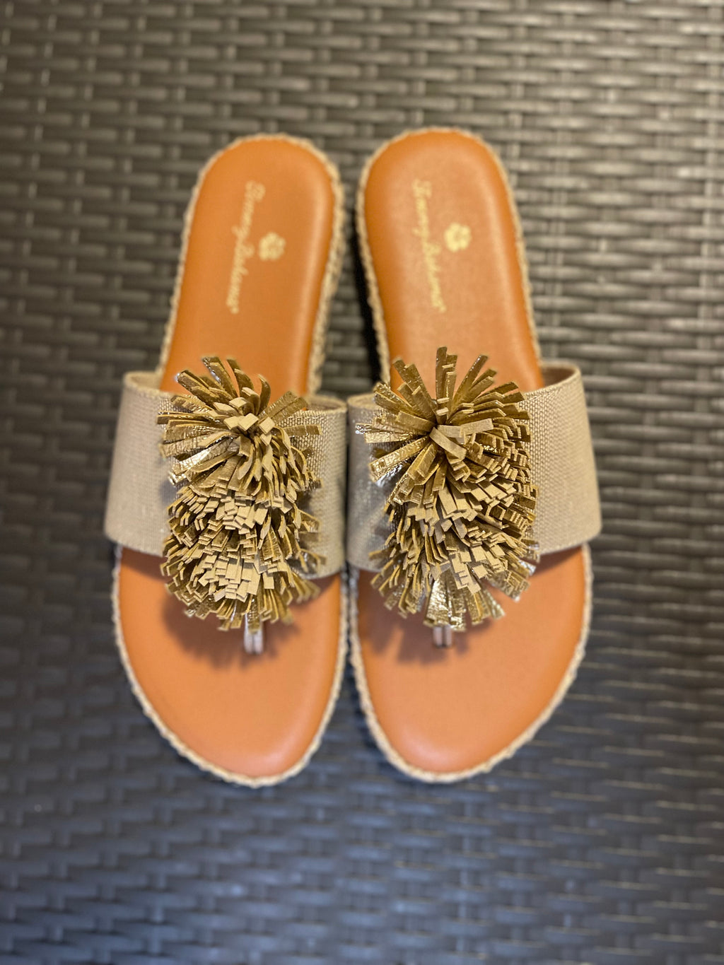 Tommy Bahama Tassel Slide Sandals – Size 8 – Neutral Resort Style