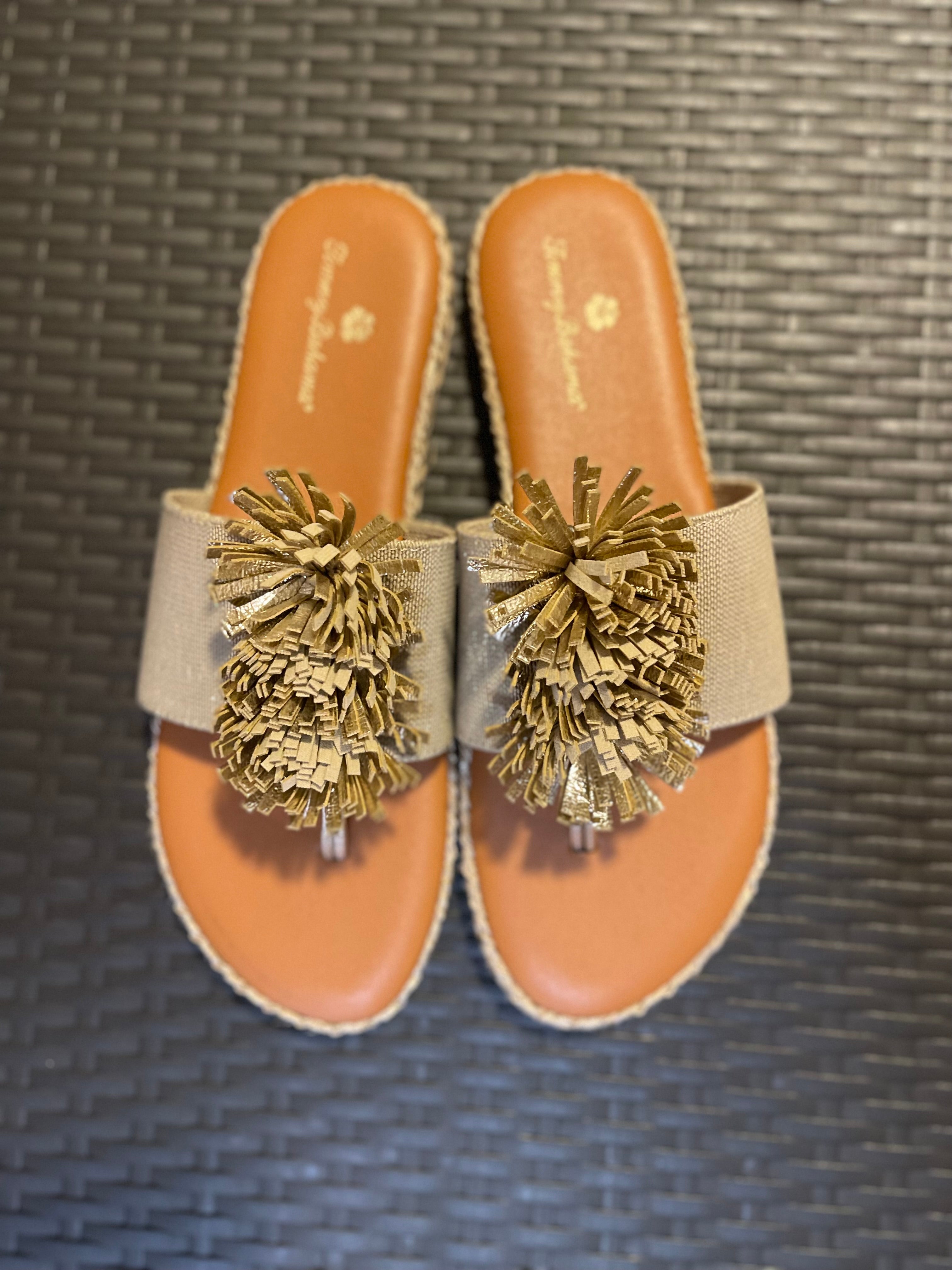 Tommy Bahama Tassel Slide Sandals – Size 8 – Neutral Resort Style