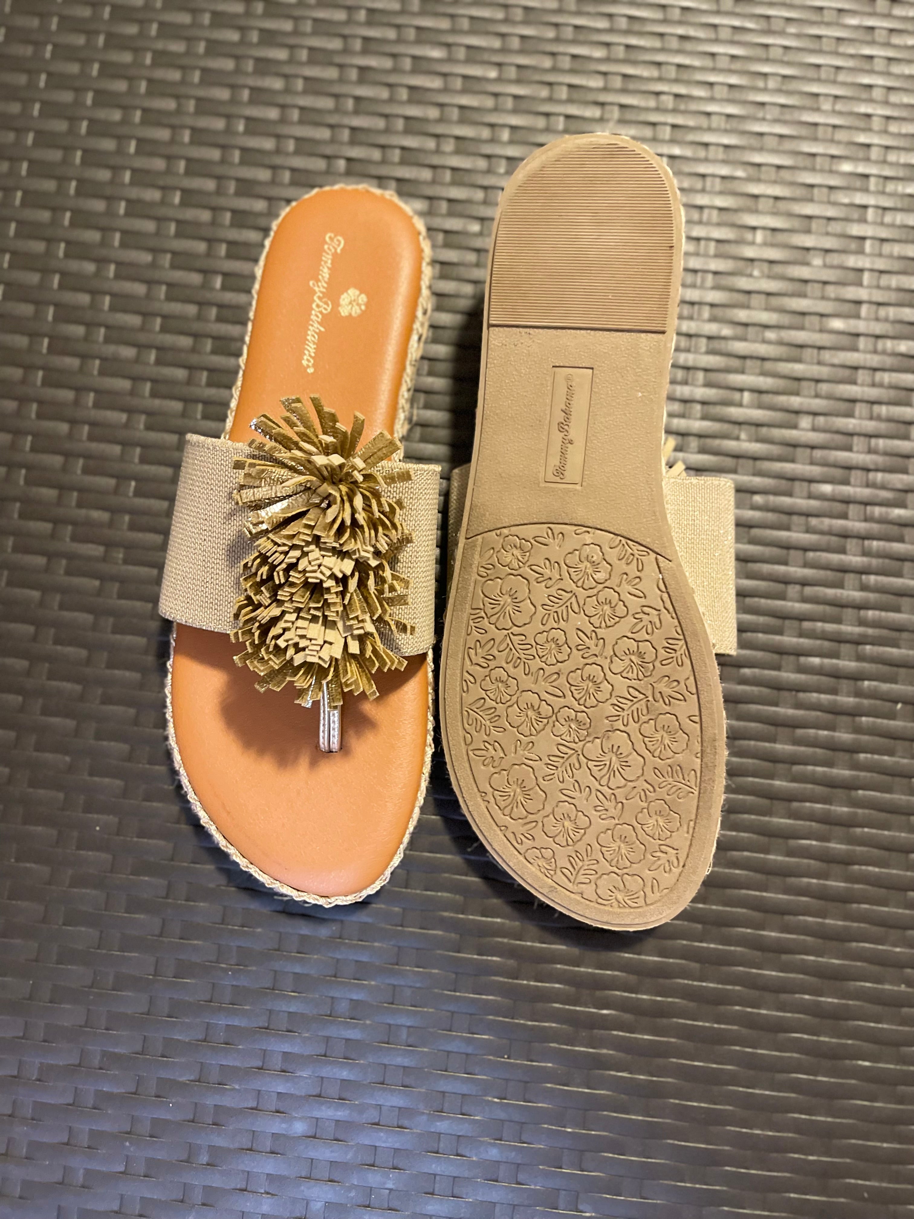 Tommy Bahama Tassel Slide Sandals – Size 8 – Neutral Resort Style