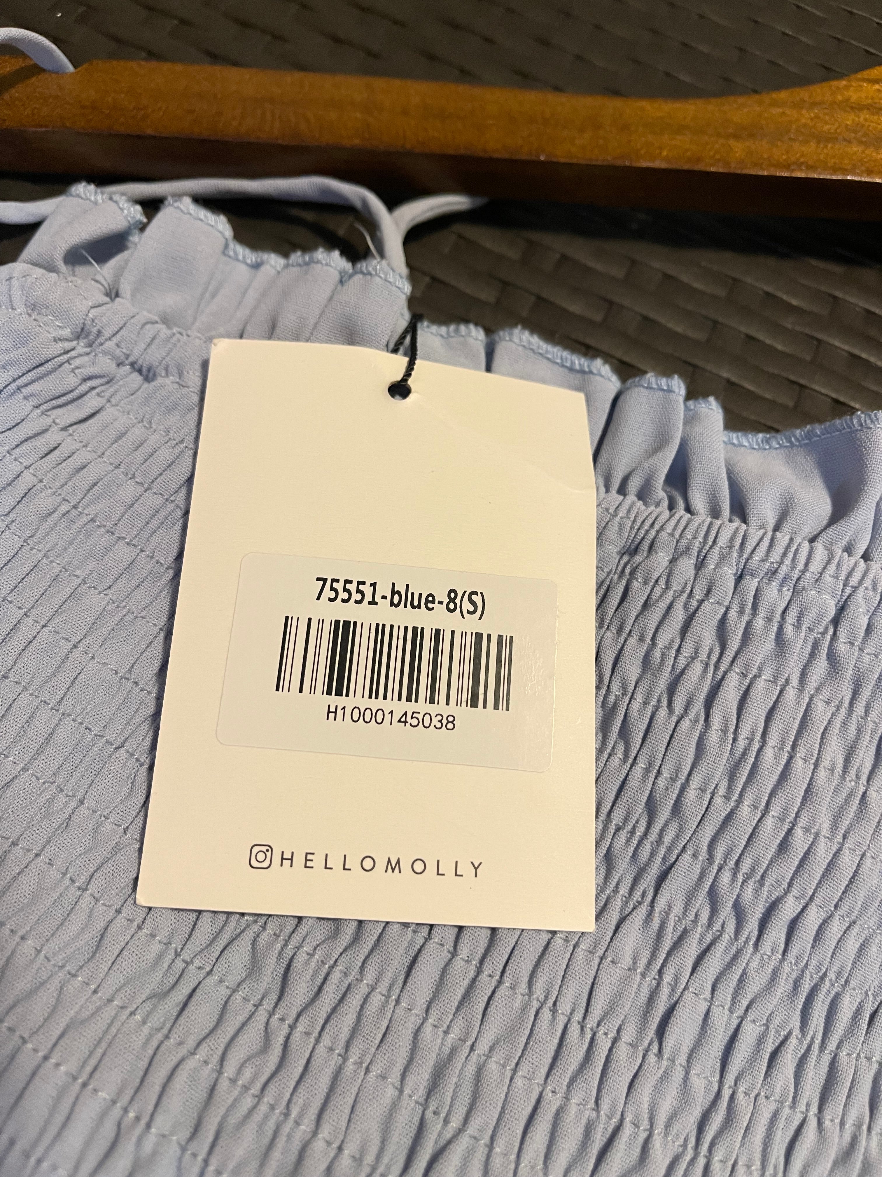 Hello Molly Blue Smocked Ruffle Mini Dress – Size Small