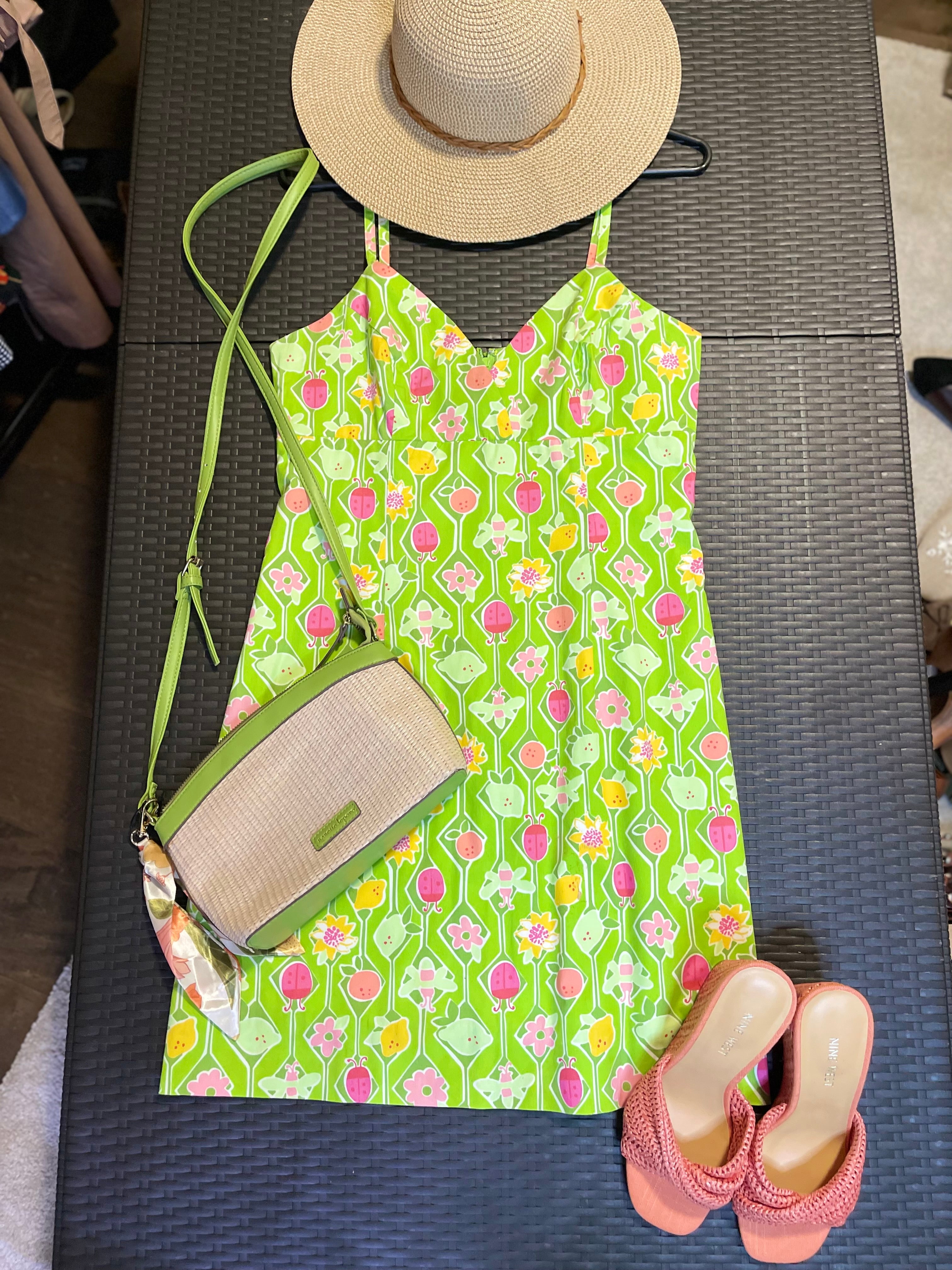 Lilly Pulitzer Green Fruit & Floral Print Dress – Size 8