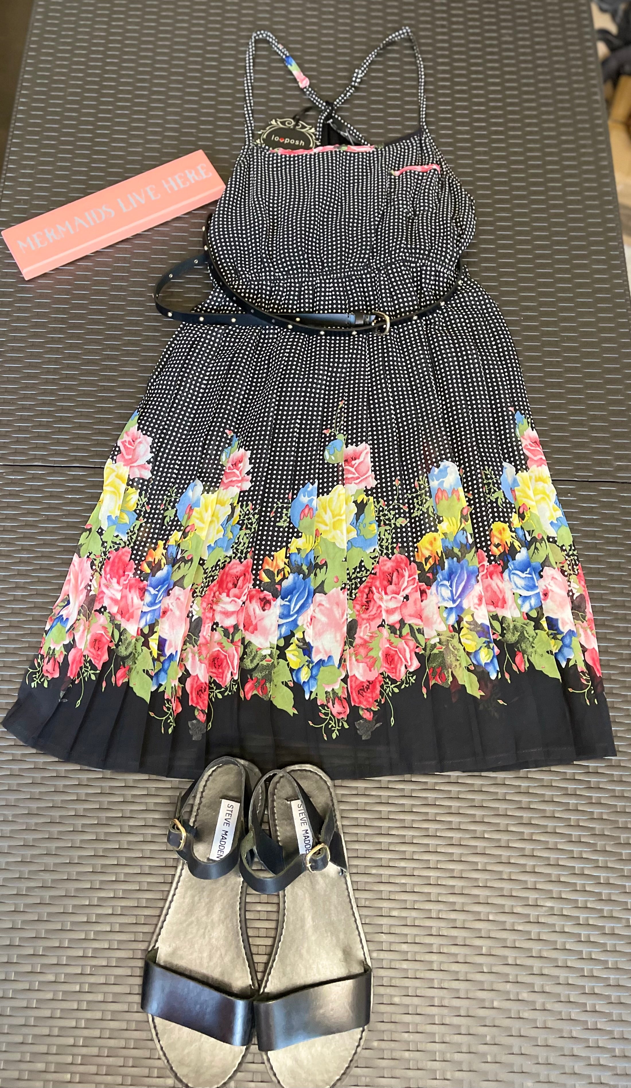 Vintage-Inspired Polka Dot Floral Summer Dress  Size M Curated by Second Wave by Lola