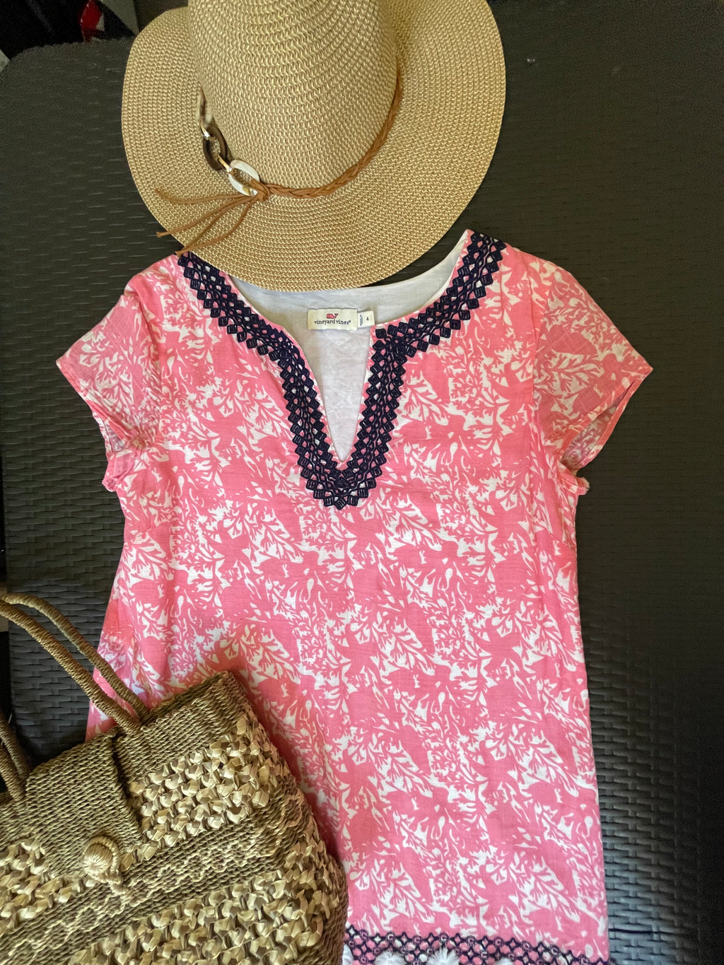 Vineyard Vines Coral Print Summer Dress – Size 4  Coastal Chic