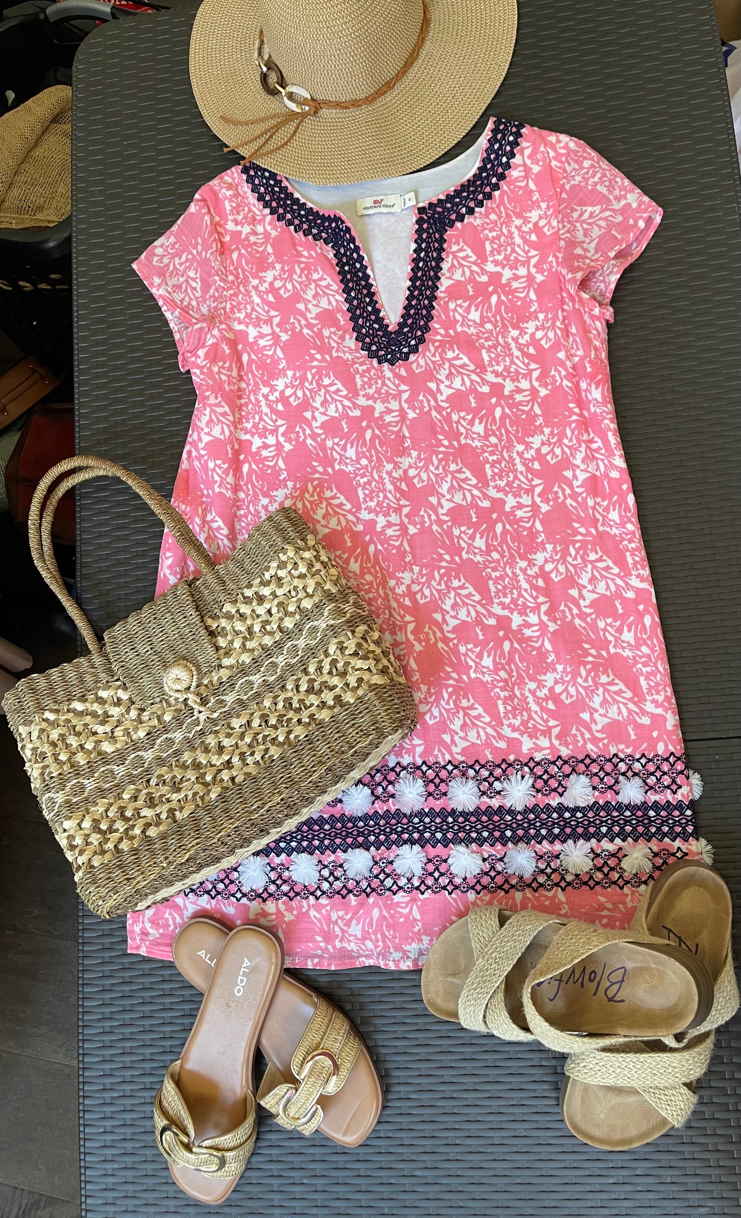 Vineyard Vines Coral Print Summer Dress – Size 4  Coastal Chic