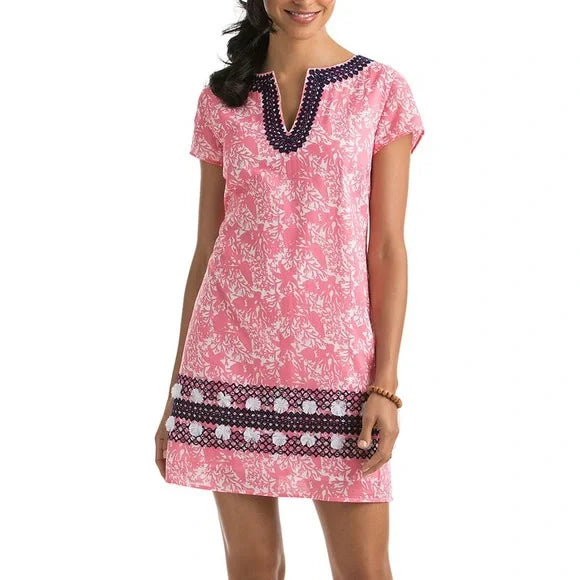 Vineyard Vines Coral Print Summer Dress – Size 4  Coastal Chic