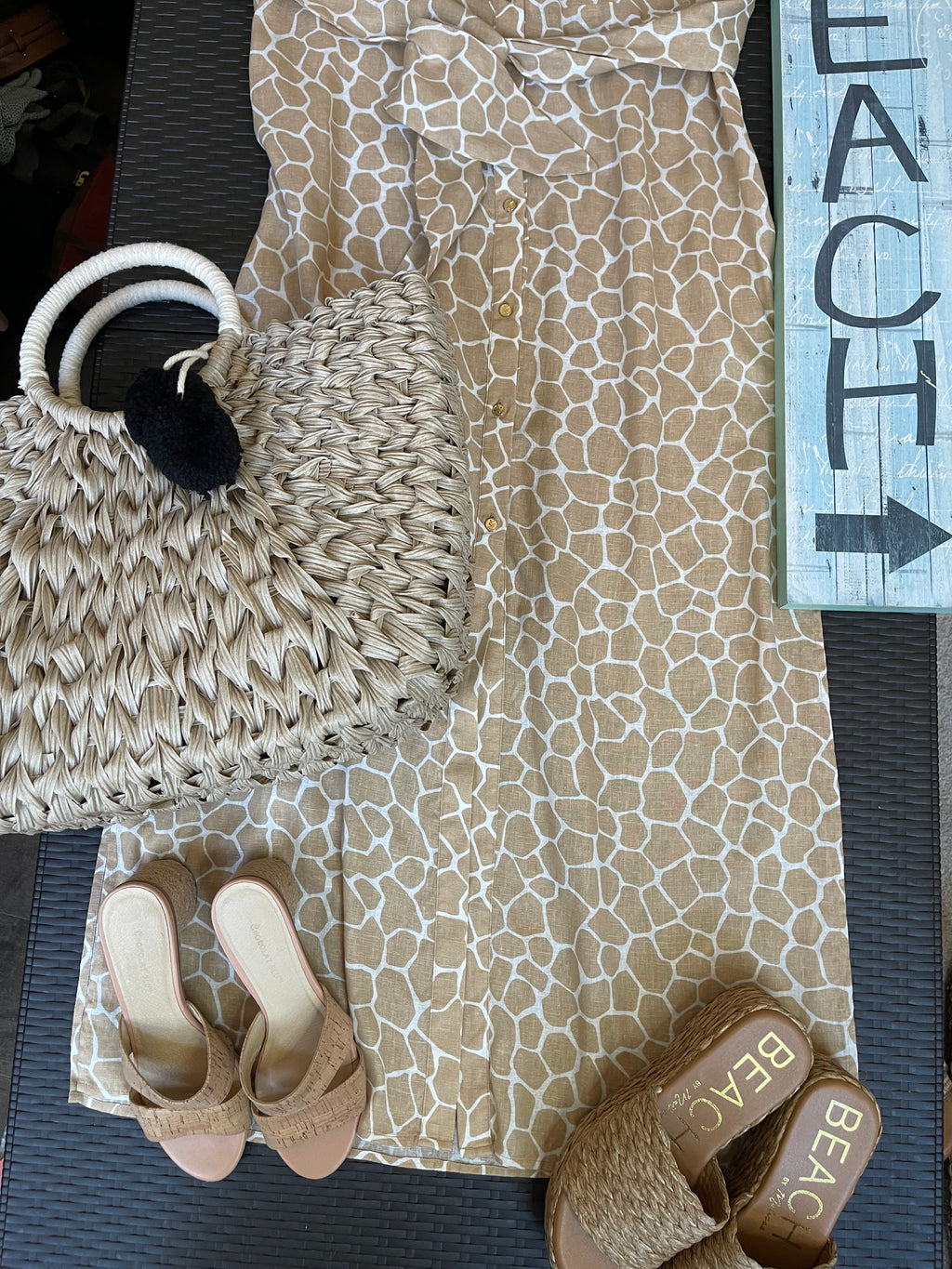 Michael Michael Kors Safari Print Button-Front Midi Dress – Size L  Resort & Coastal Style