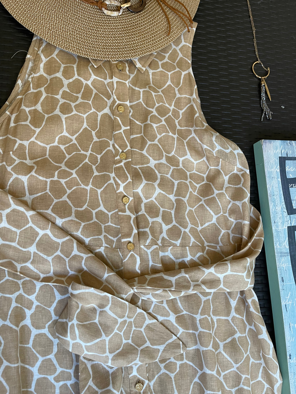 Michael Michael Kors Safari Print Button-Front Midi Dress – Size L  Resort & Coastal Style