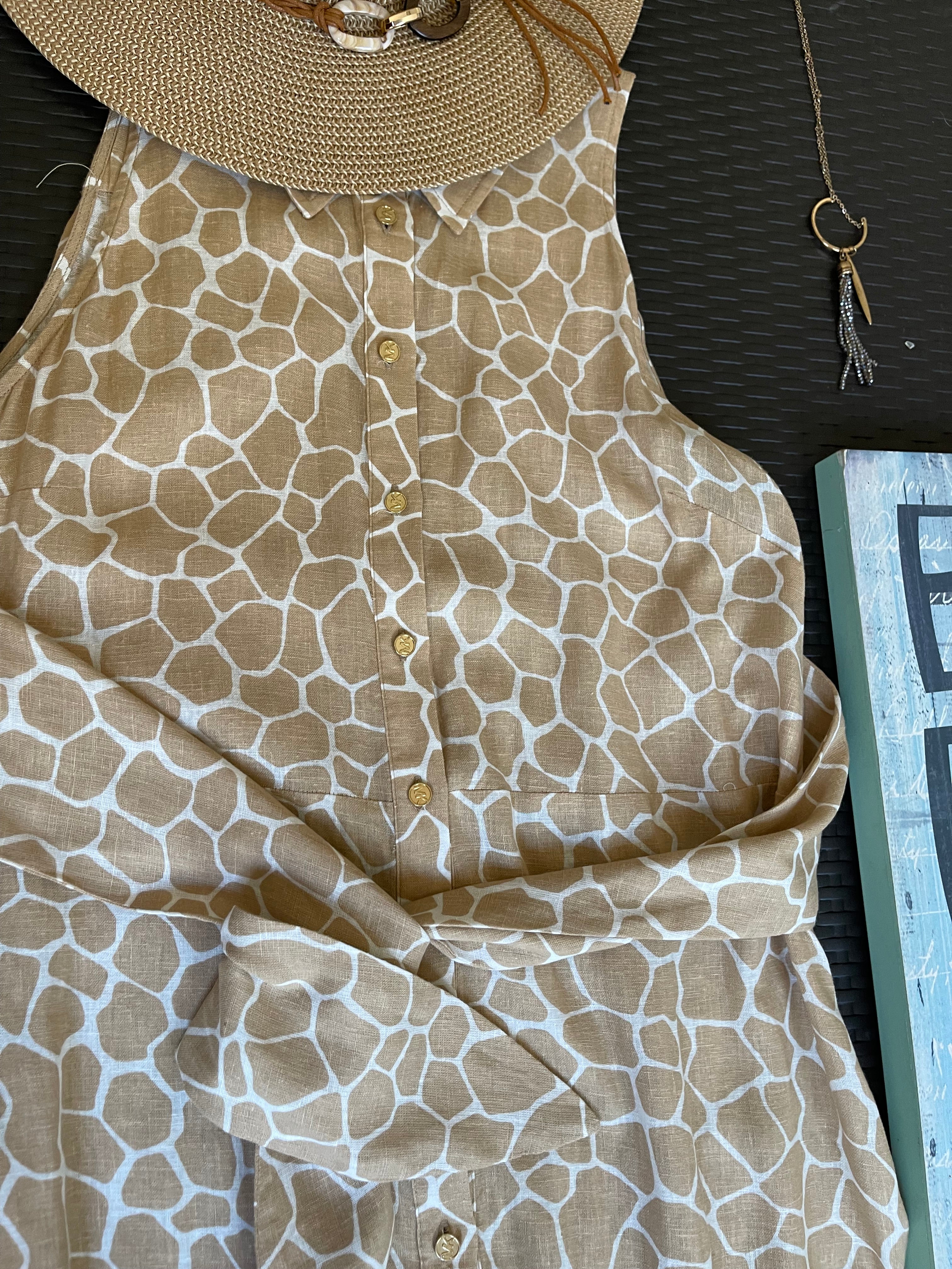 Michael Michael Kors Safari Print Button-Front Midi Dress – Size L  Resort & Coastal Style