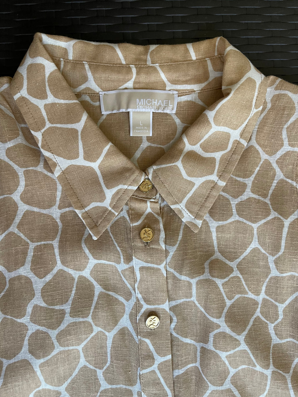 Michael Michael Kors Safari Print Button-Front Midi Dress – Size L  Resort & Coastal Style
