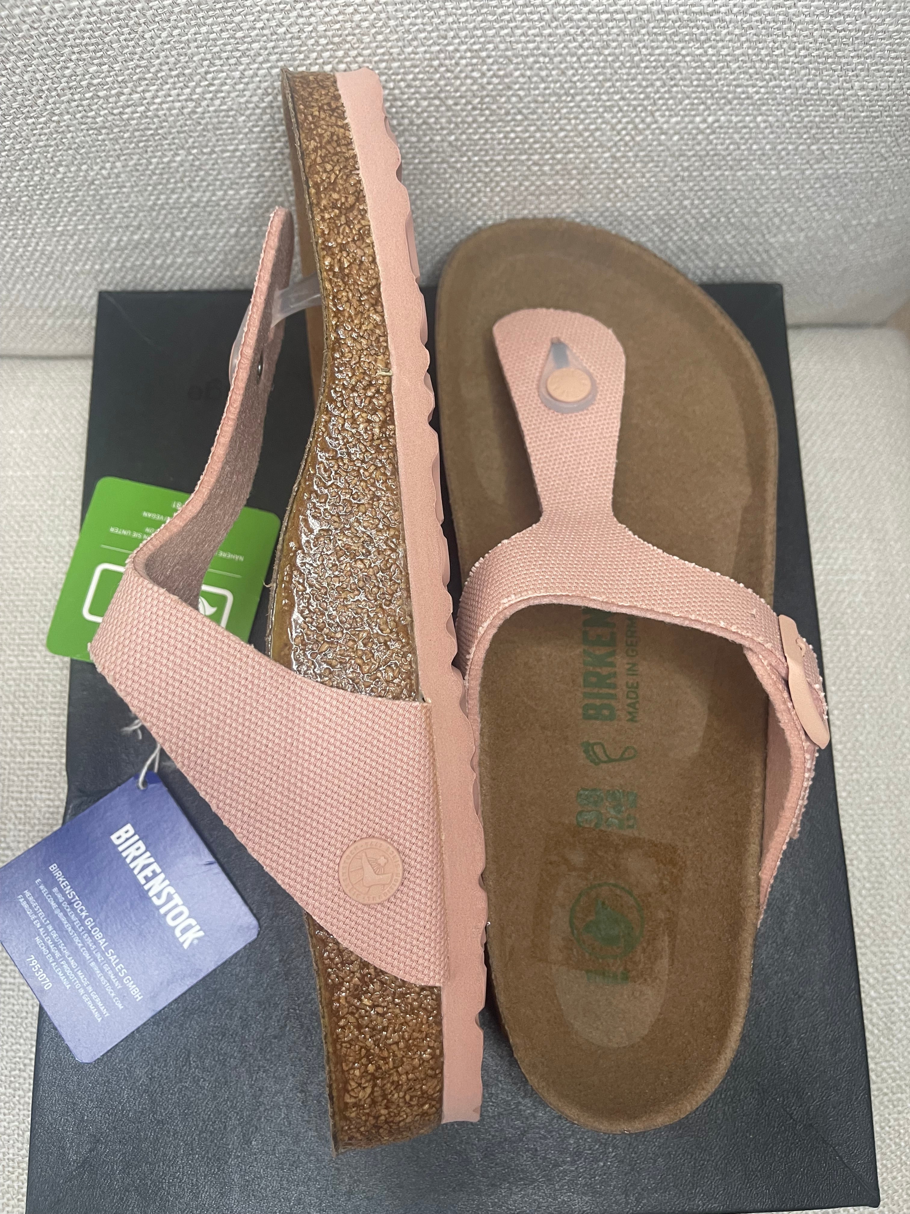 Birkenstock Gizeh Vegan Pink Sandals Thong Slide Comfort Footbed New Tags
