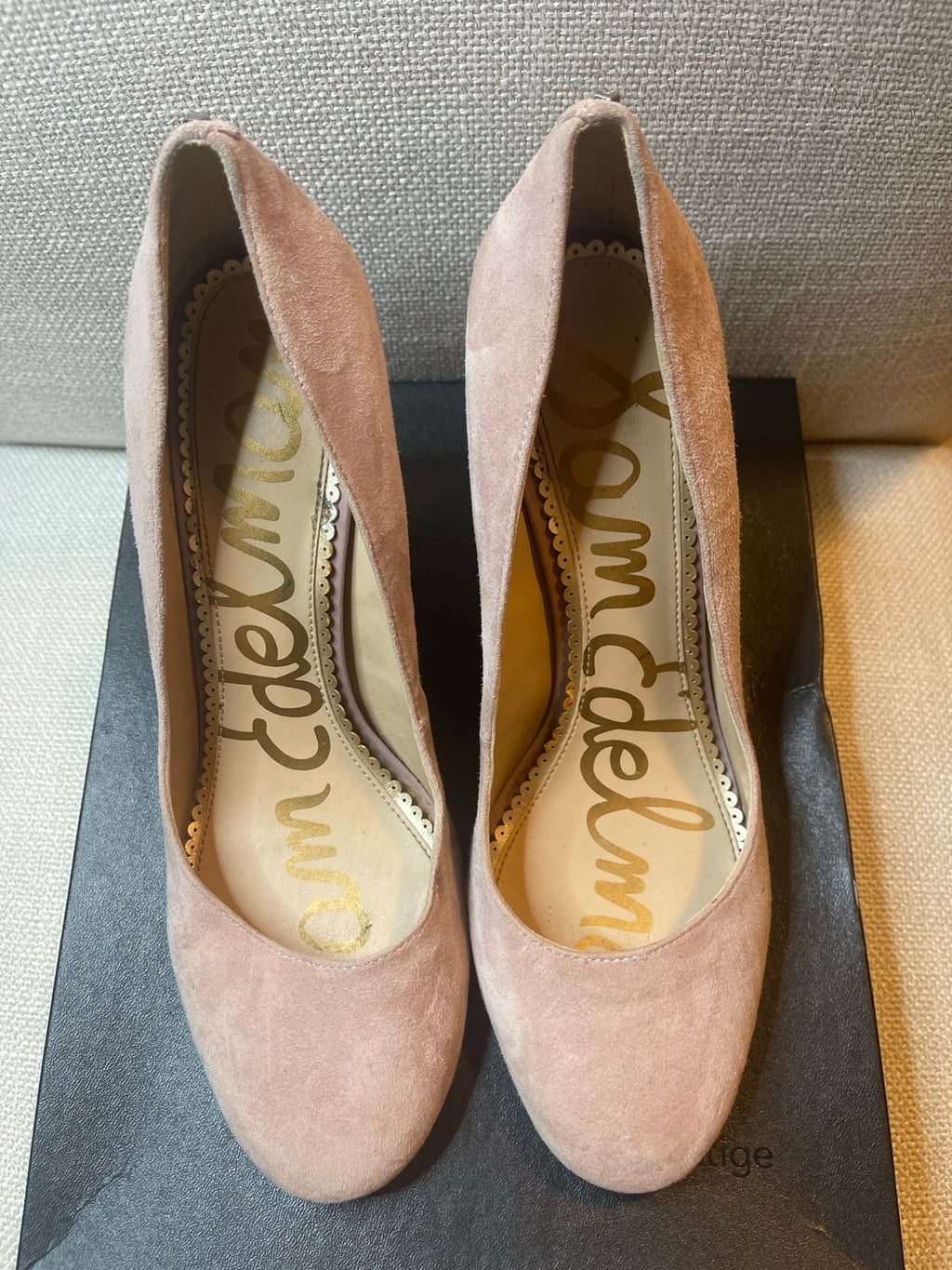Sam Edelman Stillson Blush Suede Block Heel Pumps Women Size 8 Nude Pink