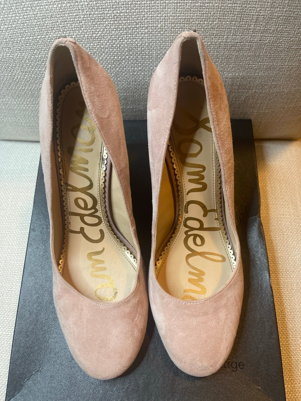 Sam Edelman Stillson Blush Suede Block Heel Pumps Women Size 8 Nude Pink