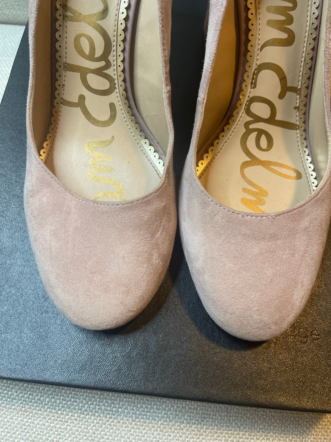 Sam Edelman Stillson Blush Suede Block Heel Pumps Women Size 8 Nude Pink