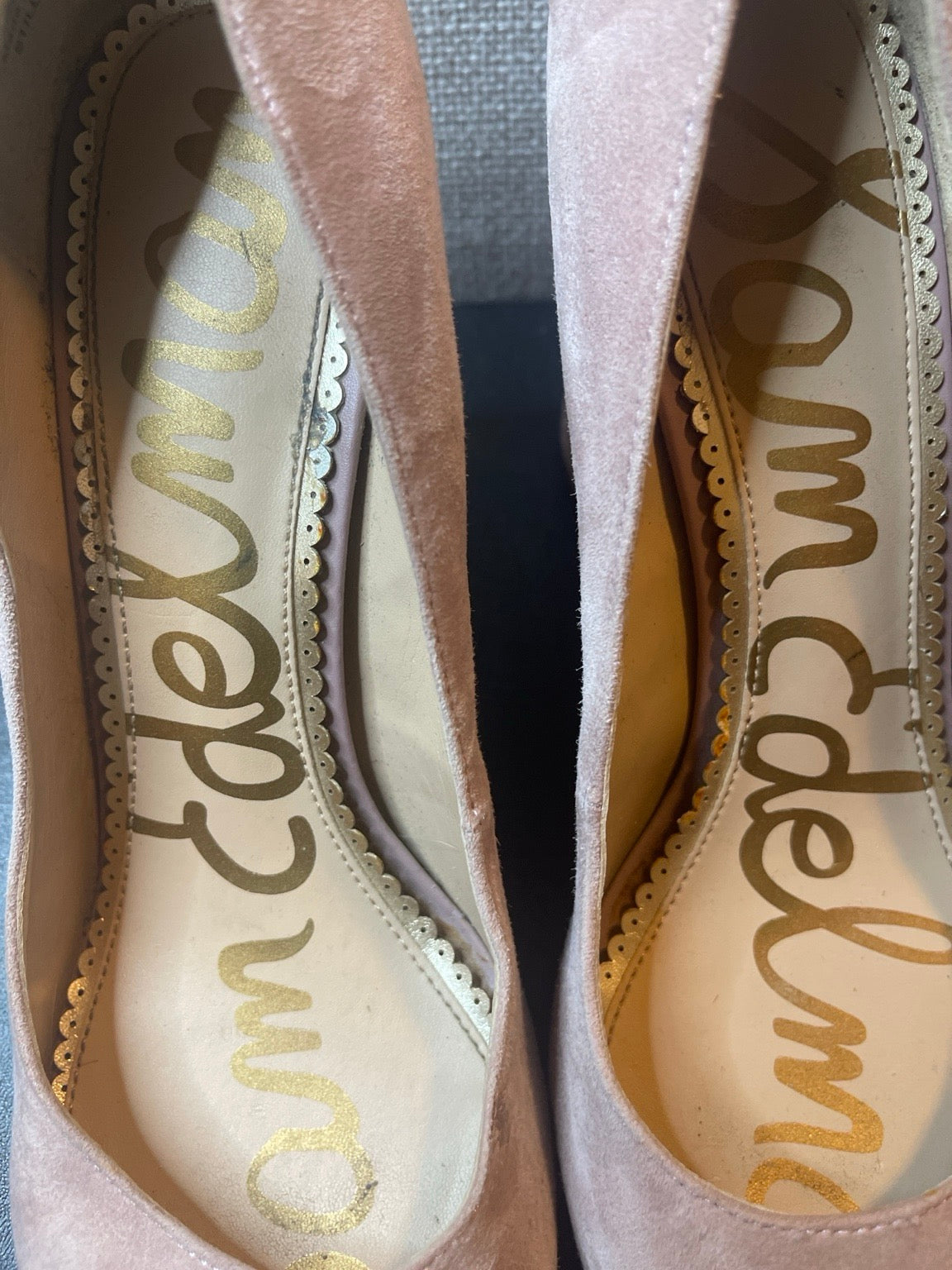 Sam Edelman Stillson Blush Suede Block Heel Pumps Women Size 8 Nude Pink