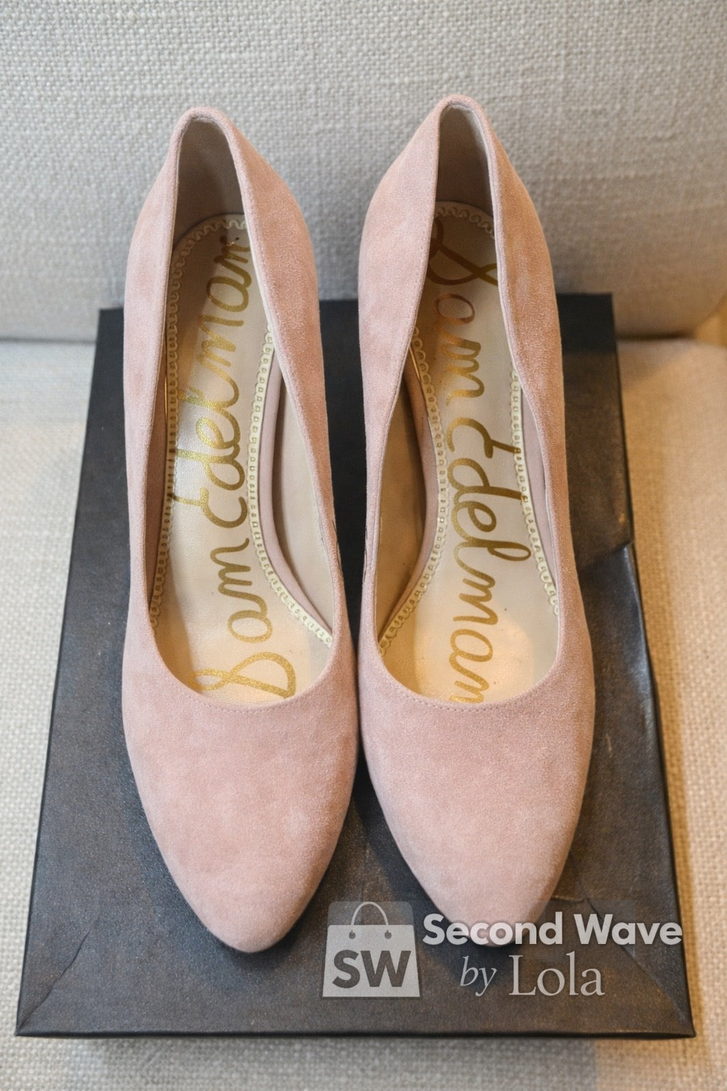 Sam Edelman Stillson Blush Suede Block Heel Pumps Women Size 8 Nude Pink